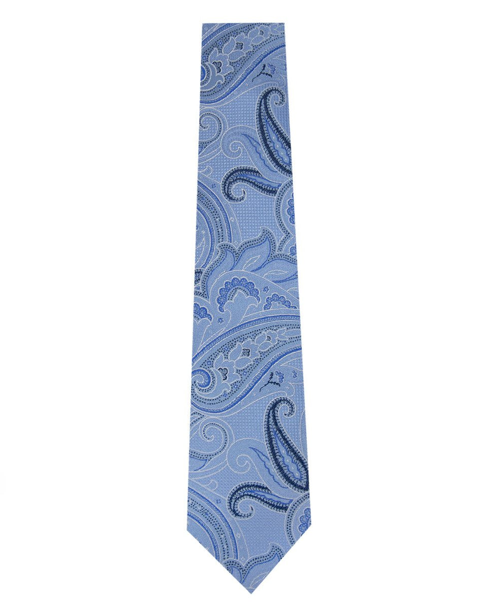 Sky Blue Paisley Silk Tie William Hunt Savile Row