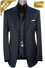 The Anderson Black Blue Cross Pattern Suit