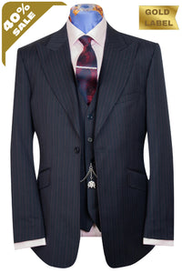 The Chancery Navy Blue Self Stripe Suit