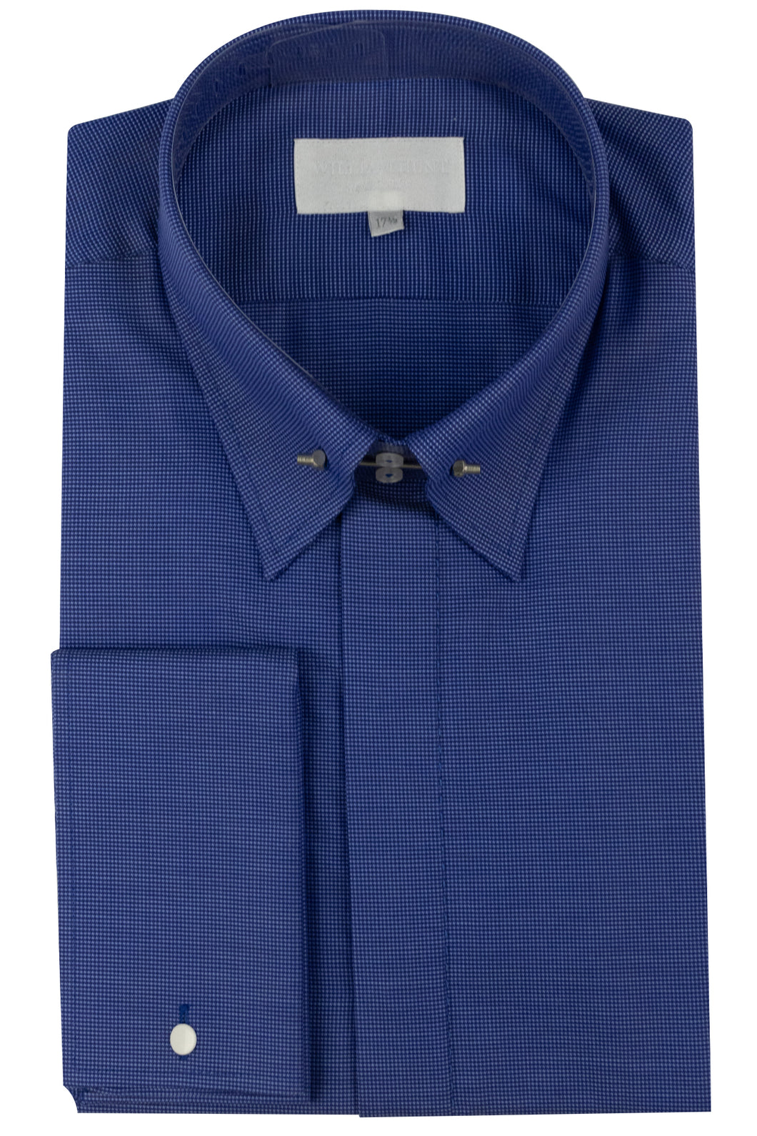 Blue Pin Collar Shirt With Light Blue Lines