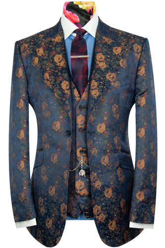 The Netherwood Navy Floral Paisley Suit