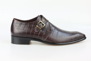 Brown Croc Single Monk Strap York Shoe