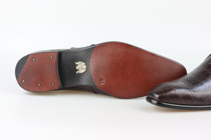 Brown Croc Single Monk Strap York Shoe