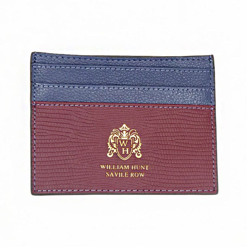 Burgundy / Blue Leather WH Card Holder – William Hunt Savile Row
