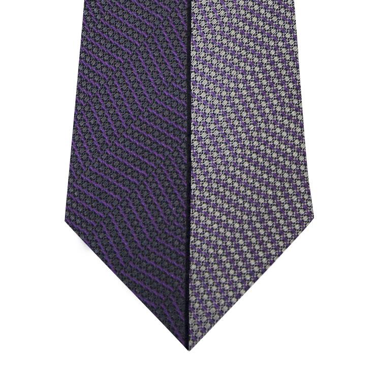 Two Tone Purple Vertical Stripe Silk Tie William Hunt Savile Row